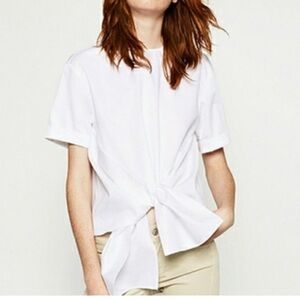 Zara Chic White Tie-Front Blouse